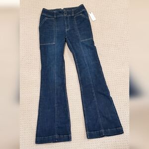 Pilcro Anthropologie High Rise Trouser Boot Cut Jeans, Dark Wash, 27, NWT